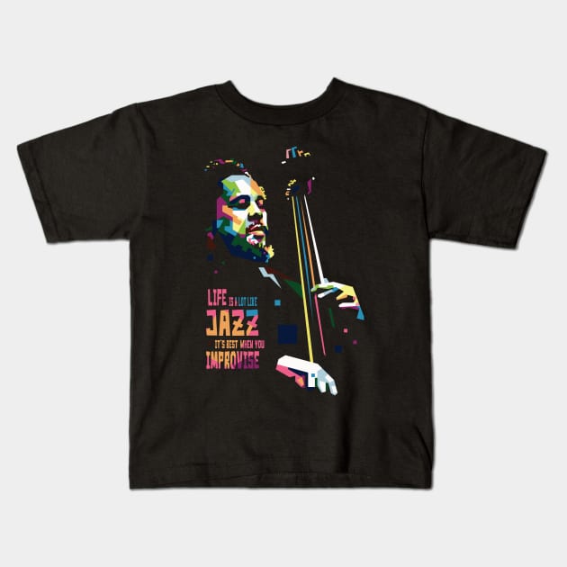 jazz bassist quote wpap pop art Kids T-Shirt by BAJAJU